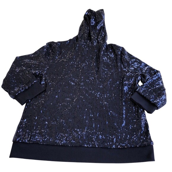 Zenergy Jacket Womens Small Blue Sequin Hooded Party Sparkle Swift Chicos Size 1 - Picture 5 of 10